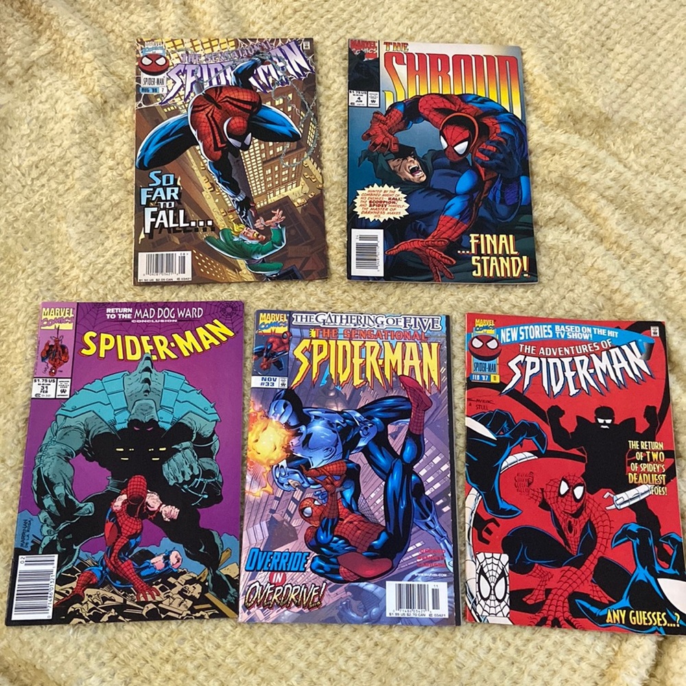 VINTAGE 5 Marvel SpiderMan Comics (1990s)